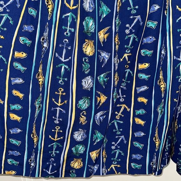 Vintage Pendleton Blue, Turquoise & Gold Nautical Beach Print Skirt Set - Picture 7 of 10